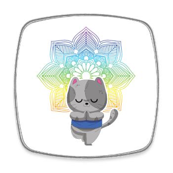 Yoga Katze Meditation Katzen Yoga - Viereckiger Kühlschrankmagnet - Weiß - Vorne