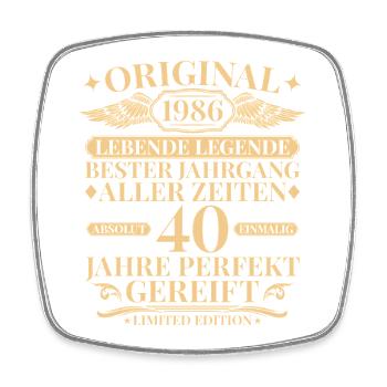 Born in 1986 Legend 40th Birthday - Square fridge magnet - white - Front