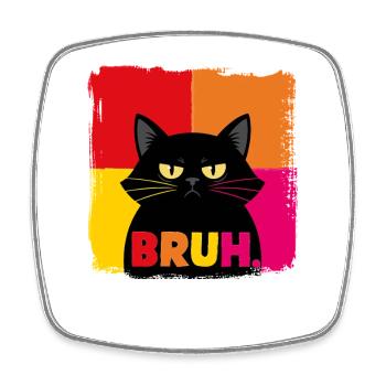 Portrait néon de chat BRUH - Magnet carré - blanc - Devant