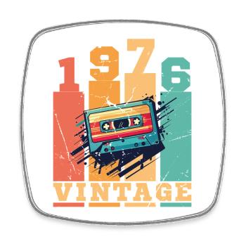 1976 Vintage Retro Birthday Gift - Square fridge magnet - white - Front