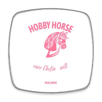 Hobby Horse Chefin Sport-Statement - Viereckiger Kühlschrankmagnet - Weiß - Vorne