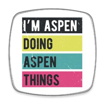 Ich bin Aspen und mache Aspen Things Retro-Farben - Viereckiger Kühlschrankmagnet - Weiß - Vorne