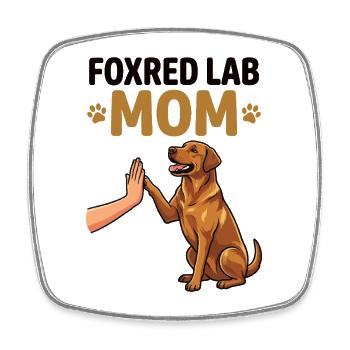 Fox Red Lab Mom – High Five Dog Design - Square fridge magnet - white - Front