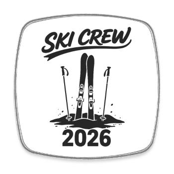 SKI CREW Winter holiday and après-ski outfit - Square fridge magnet - white - Front