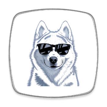Husky - Viereckiger Kühlschrankmagnet - Weiß - Vorne