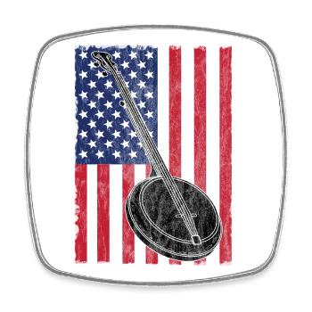 Banjo USA Flagge - Viereckiger Kühlschrankmagnet - Weiß - Vorne