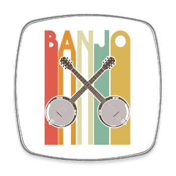 Crossed Banjos Retro Vintage - Viereckiger Kühlschrankmagnet - Weiß - Vorne