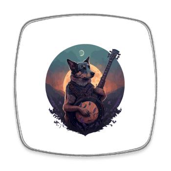 Chien jouant du banjo - Magnet carré - blanc - Devant