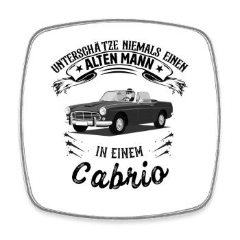 Ne sous-estimez jamais un vieil homme dans une cabriolet - Magnet carré - blanc - Devant