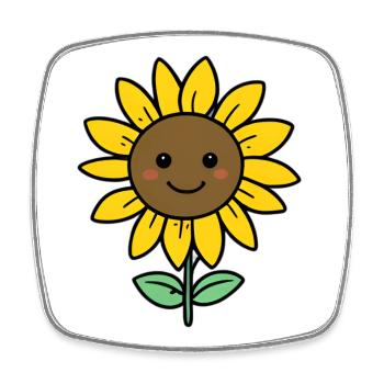 Cheerful Sunflower Cartoon - Square fridge magnet - white - Front