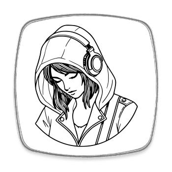 Frau Liebe Musik - Viereckiger Kühlschrankmagnet - Weiß - Vorne