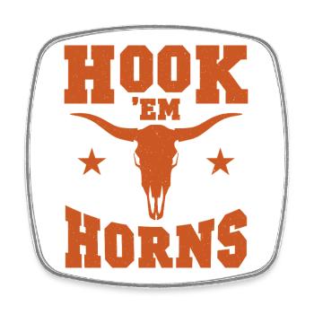 Hook Em Horns Bull Skull Design - Viereckiger Kühlschrankmagnet - Weiß - Vorne