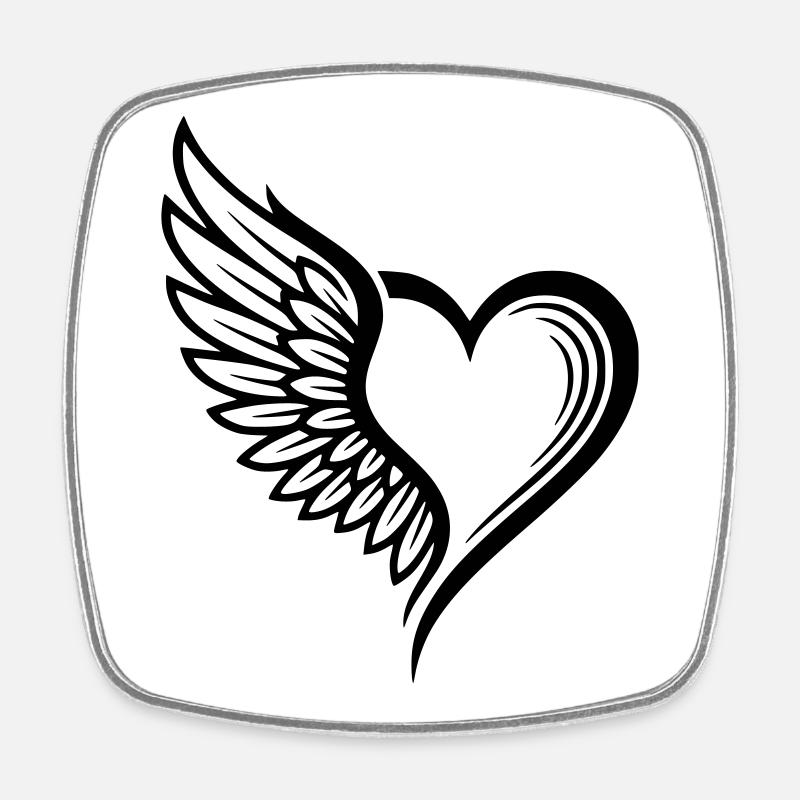 Angel Wings Heart Logo - Square fridge magnet - white