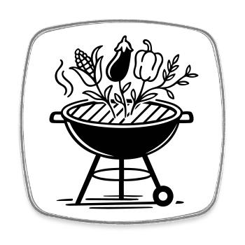Vegan Grilling with Vegetables & BBQ Style - Square fridge magnet - white - Front