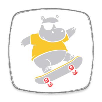 Cooles Nilpferd Skater Skateboard Vektor - Viereckiger Kühlschrankmagnet - Weiß - Vorne