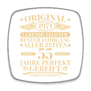 Year 1971 Year of manufacture Legend 55th birthday - Square fridge magnet - white - Front