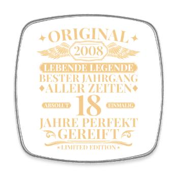 Jahrgang 2008 Baujahr Legende 18. Geburtstag - Viereckiger Kühlschrankmagnet - Weiß - Vorne