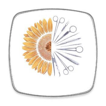 Sunflower meets surgery - Square fridge magnet - white - Front