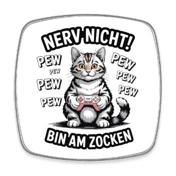 Nerv nicht bin am Zocken Gamer Katze Design - Viereckiger Kühlschrankmagnet - Weiß - Vorne