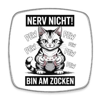 Nerv nicht bin am Zocken Gamer Katze Design - Viereckiger Kühlschrankmagnet - Weiß - Vorne