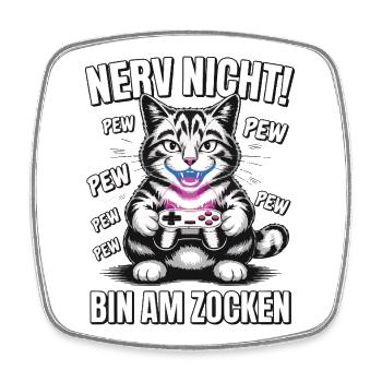 Nerv nicht bin am Zocken Gamer Katze Design - Viereckiger Kühlschrankmagnet - Weiß - Vorne