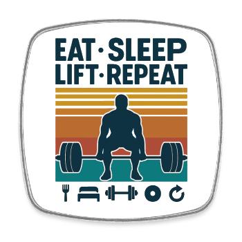 Manger Dormir Soulever Répéter Retro Fitness - Magnet carré - blanc - Devant