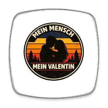 Mein Mensch Mein Valentin Retro Badge - Viereckiger Kühlschrankmagnet - Weiß - Vorne