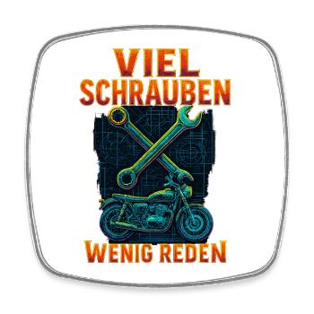 Viel schrauben wenig reden Motorrad - Viereckiger Kühlschrankmagnet - Weiß - Vorne