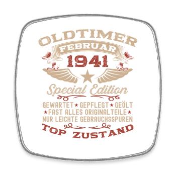 85th Birthday Oldtimer February Vintage 1941 - Square fridge magnet - white - Front