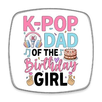 K-Pop Dad Of The Birthday Girl - Viereckiger Kühlschrankmagnet - Weiß - Vorne