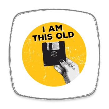 I am this old floppy disk 80s retro - Square fridge magnet - white - Front