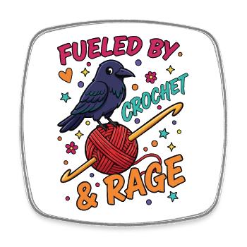 Fueled By Crochet And Rage Funny Crochet Lover - Square fridge magnet - white - Front