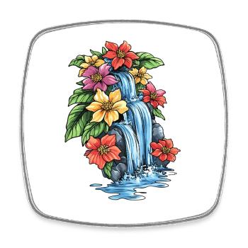 Tropical Waterfall Hibiscus - Square fridge magnet - white - Front