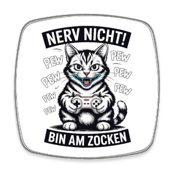 Nerv nicht bin am Zocken Gamer Katze Design - Viereckiger Kühlschrankmagnet - Weiß - Vorne