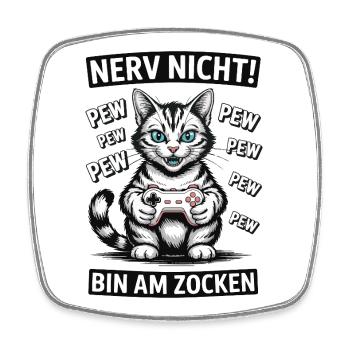 Nerv nicht bin am Zocken Gamer Katze Design - Viereckiger Kühlschrankmagnet - Weiß - Vorne