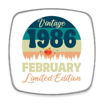 Anniversaire 40 ans Février 1986 Cadeau Vintage - Magnet carré - blanc - Devant