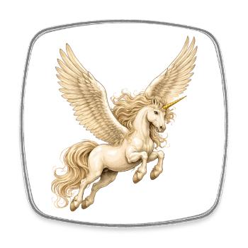 Licorne ailée – Motif fantastique magique - Magnet carré - blanc - Devant