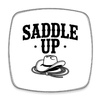 Saddle Up - Square fridge magnet - white - Front
