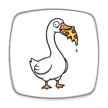 Dumme Gans stiehlt Pizza - Viereckiger Kühlschrankmagnet - Weiß - Vorne