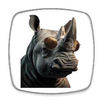 Nashorn mit Sonnenbrille - Viereckiger Kühlschrankmagnet - Weiß - Vorne