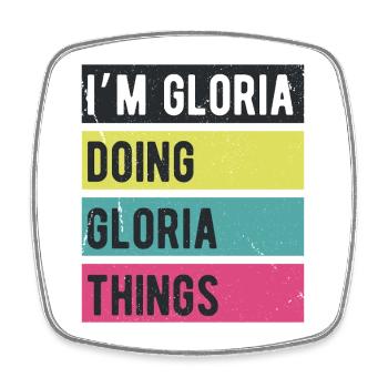 Je suis Gloria qui fait des couleurs rétro de Gloria Things - Magnet carré - blanc - Devant