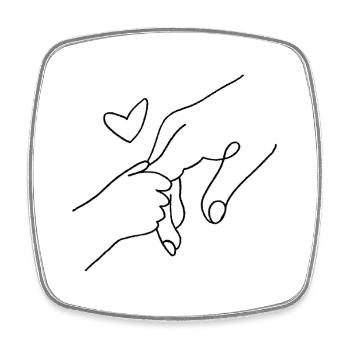 Handshake with heart connection - Square fridge magnet - white - Front