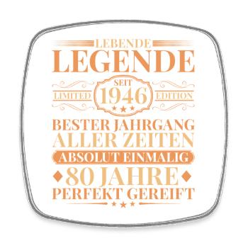 Born in 1946 Unique 80th birthday - Square fridge magnet - white - Front