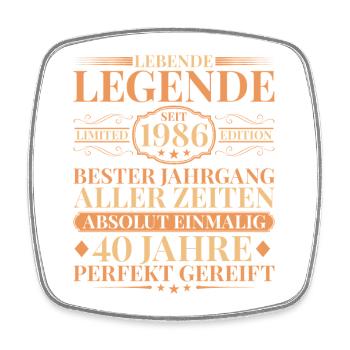 Year of construction Born in 1986 Unique 40th birthday - Square fridge magnet - white - Front