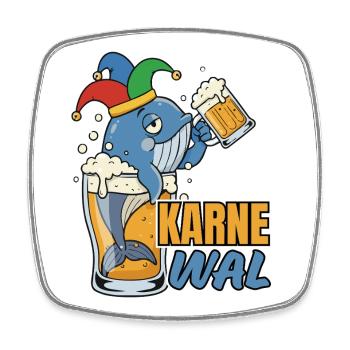 Karnewal - Wal mit Bierkrug - Viereckiger Kühlschrankmagnet - Weiß - Vorne
