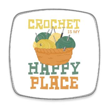Häkeln ist mein Happy Place - Viereckiger Kühlschrankmagnet - Weiß - Vorne