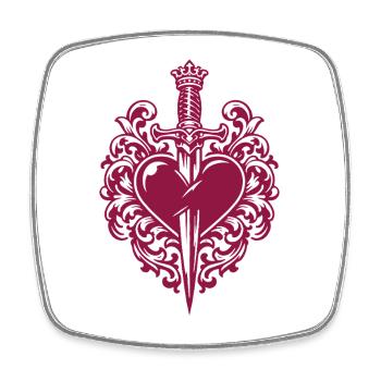 I love You - Valentine' Day | Dagger Heart Ornament - Square fridge magnet - white - Front