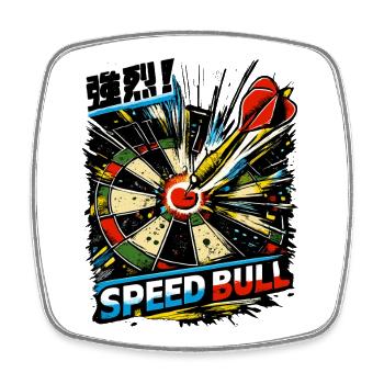 Speed Bull Dart – Hits in the Bullseye - Square fridge magnet - white - Front