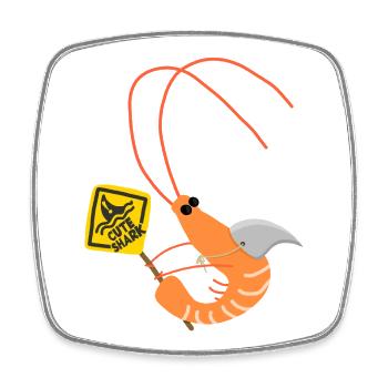 Shrimp Cute Cartoon Shark - Square fridge magnet - white - Front