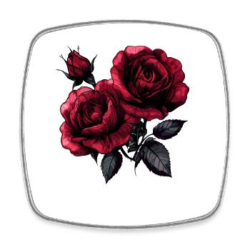 Dark rose splendour on black - Square fridge magnet - white - Front
